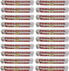 20 x Toblerone White Feine weiße Schweizer Schokolade mit Honig- und Mandelnougat je 100g