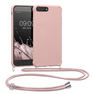 kwmobile Necklace Case kompatibel mit Apple iPhone 7 Plus / iPhone 8 Plus Hülle - Cover mit Kordel zum Umhängen - Silikon Schutzhülle Perlmutt
