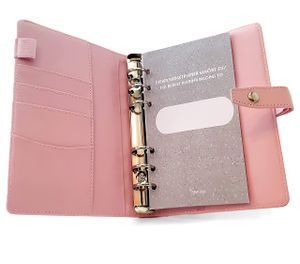 Notizbücher- Budgetplaner Deutsch mit RFID-Schutz für sichere Daten– Haushaltsbuch mit Geldfächer und Folien – Sparbuch Binder DIN A6 für Umschlagmethode - Rosa