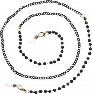 Brillenkette - Schwarze Kette mit Perlen - Stilvoller Tragekomfort - Metallkette - Gummienden