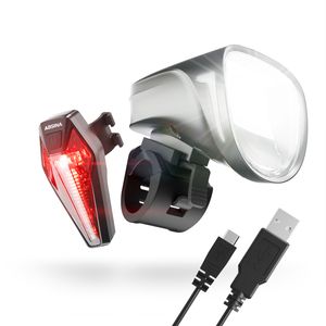 ABSINA LED Fahrradlicht Set USB aufladbar - 200m Reichweite & 100 Lux Fahrradbeleuchtung StVZO zugelassen, Fahrrad Licht