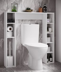 VCM Holz Wandregal Hängeregal Überbau WC Toilette Badmöbel Waschmaschine Schrank Regal Tinoli M weiß
