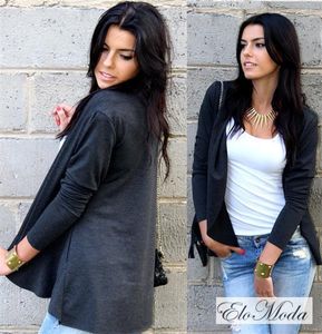 Damen Cardigan Sweater Jacke mit Kapuze Gr. S/M, Grafit