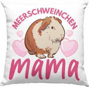 Trendation - Meerschweinchen Mama Deko-Kissen mit Füllung 40x40 Geschenk Spruch Mädchen Muttertag (Blau)