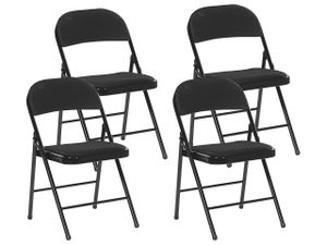 BELIANI Sada 4 skládacích židlí Polstrovaný látkový sedák a opěradlo z černého kovového rámu