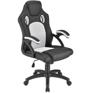 Kancelářská židle Montreal 28219, herní židle, ergonomická, výškově nastavitelná, polstrovaná, do 120 kg, bílá