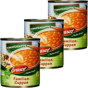 Erasco Tomatensuppe mit Nudelringen Familien Suppe Vegan 770g 3er Pack
