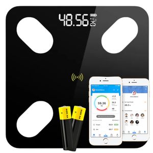 Hikey Personenwaage Digital Körper Waage Smart Bluetooth 18 in 1,180kg, schwarz, hochpräzises DMS-Sensorsystem, LCD Display
