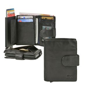 Bear Design Kartenetui Geldbörse Leder schwarz mit RFID Schutz Geldbeutel Portemonnaie Minibörse mit Münzfach CL15689-black
