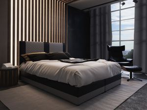 Boxspringová posteľ s úložným priestorom PIERROT COMFORT - 180x200, šedá / čierna