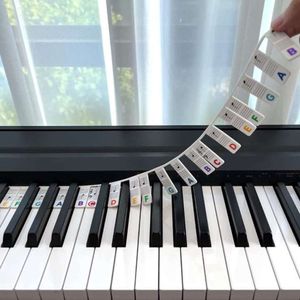 Abnehmbare Klavier Tastatur Note Labels Wiederverwendbare Silikon Klavier Aufkleber 88 Tasten (Farbe)