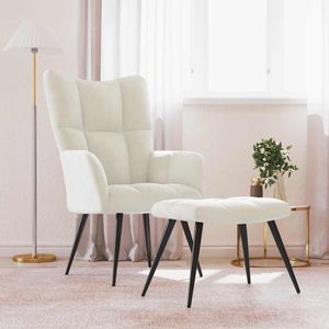 vidaXL Relaxační křeslo s taburetem Cream White Velvet vidaXL Relaxační křeslo s taburetem Cream White Velvet
