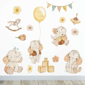 Baby Elefanten - Wandtattoo Kinderzimmer Baby Wandaufkleber - Set