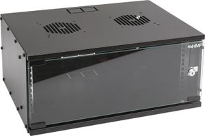 HMF 65704-02 Serverschrank 19 Zoll, 4 HE, Netzwerkschrank, 51 x 40 x 22,5 cm, Schwarz