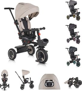Byox Dreirad Tricycle Orion faltbar, PolyurethanReifen, drehbarer Sitz, Schiebestange beige