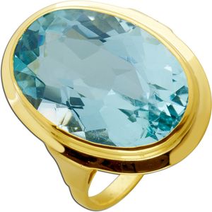 Ring Gelbgold 585 ozeanblauer Aquamarin 10ct 17