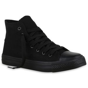 Mytrendshoe Damskie Wysokie Trampki Materiałowe Buty Modne Kolory Buty Sportowe 814973, Kolor: Czarny, Rozmiar: 37