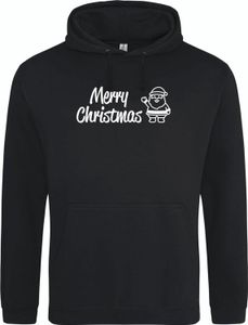 Huuraa Sweater Merry Christmas Weihnachtsmann Präsent Kapuzenpulli Deep Black Größe L Vegan Merry Christmas Geschenkidee