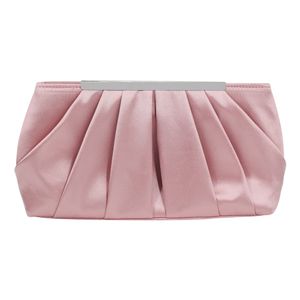 Rosa Clutch Abendtasche Elegante Plissee Satin Formale Handtasche Einfache Klassische Geldbörse für Damen