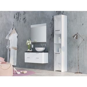 Livinity® Badschrank Kiko, 30 x 190 cm, Weiß Hochglanz