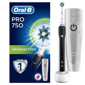 Oral-B PRO 750 Special Edition Elektrische Zahnbürste mit Reise-Etui, schwarz