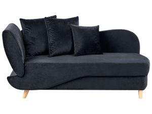 BELIANI Chaiselongue Linksseitig Schwarz Samtstoff mit Bettkasten Dekokissen Modern Récamiere Liegesofa Sitzmöbel Wohnzimmer Jugendzimmer