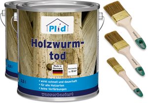 plid Premium Holzwurmtod Holzwurm-Ex Holzschutz Holzwurm Pinsel 5l - Anstreichset