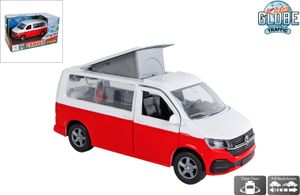 Kids Globe VW Transporter Wohnmobil Die Cast Pull Back 13,5cm, Spielzeug für Kinder, 520362, Rot