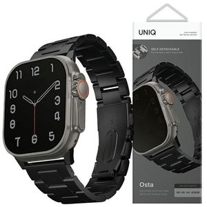 UNIQ Osta Stahlgliederarmband für Apple Watch 49/45/44/42 mm, Midnight (schwarz)