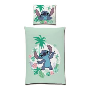 Lilo und Stitch Bettwäsche Türkis für Kinder aus 100% Baumwolle in 135x200 80x80 cm mit Reißverschluss