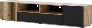 TV-Möbel Nera mit 3 Türen, Holzoptik und Schwarz, 200cm TV-Möbel Nera mit 3 Türen, Holzoptik und Schwarz, 200cm