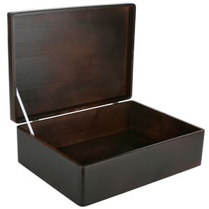 Creative Deco Hnedá drevená škatuľa s vekom | 40 x 30 x 14 cm (+/- 1 cm) | Pamäťová schránka Detská veľká škatuľa Drevená škatuľa s vekom | Ideálna na dokumenty Cennosti Hračky a nástroje