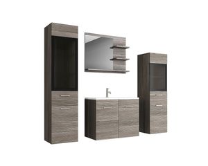 Minio, Badezimmermöbel "MARIT I", Badezimmer-Set, mit Waschbecken und Spiegel, Badezimmer, Bodega Kiefer Farbe