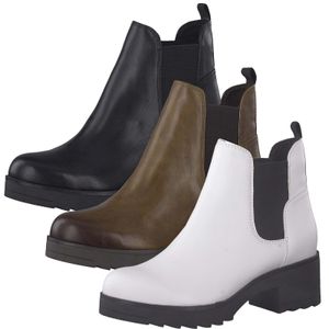 MARCO TOZZI Damen Schuhe Chelsea Boots Blockabsatz Stiefeletten 2-25806-27, Größe:39 EU, Farbe:Weiß