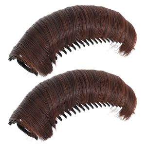 2 Stück Unsichtbar Flauschiges Haarpolster für Damen, Haarkissen, Erhöhte Haarpolster, Dunkelbraun