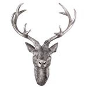 XL Hirschgeweih Hirschkopf Geweih 10-Ender Silber Optik 30x18x40cm