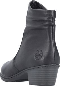 Rieker Damen Stiefelette Blockabsatz Reißverschluss Raffung 75556, Größe:38 EU, Farbe:Schwarz