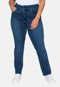 sheego Damen Große Größen Jeans MANUELA für eine schmale Taille und kräftige Oberschenkel Gerade Jeans Freizeitmode sportlich - unifarben
