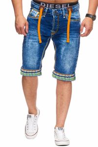 Herren Jeans Shorts | Kurze Hose | Bermuda | Dicke Naht | L-2020  H-Orange 38W