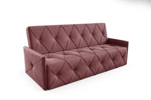 Schlafsofa MURICJA, Sofa mit Schlaffunktion und Bettkasten, Klappsofa, Schlafcouch, Couch in Veloursstoff, Frabe: Bordeaux