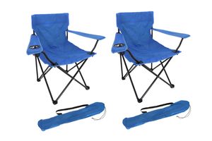 2er Set Campingstuhl Anglerstuhl Campingsessel blau, leicht, klappbar mit Tragetasche & Getränkehalter 50 * 50 * 80cm bis 100kg belastbar, für Festival, Reise, Urlaub, Camping, Angeln