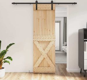 vidaXL Posuvné dvere s kovaním 70x210 cm borovicový masív