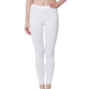 Celodoro Damen Leggings, stretchige Jersey Hose aus Baumwolle - Weiss XL
