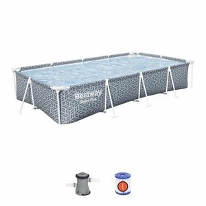 BESTWAY Röhren-Aufstellpool-Set – Steel Pro™ – 366 x 201 x 66 cm – rechteckig (inklusive Kartuschenreiniger)