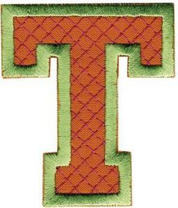 Aufnäher Patches - Buchstabe T - Gr. ca. 6cm - 21522 grün-orange