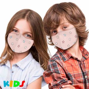 Mundschutz Stoffmaske Mund- und Nasenschutz für Kinder - waschbar und verstellbar - mit Motiv, perfekt für Schule und Freizeit, Modell wählen:rosa Sterne