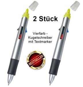 2 Stück 5in1 Vierfarbkugelschreiber mit integriertem Textmarker Vier Farbkugelschreiber Kugelschreiber