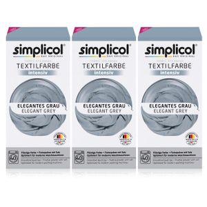 Simplicol Textilfarbe intensiv Elegantes-Grau - Einfaches Färben (3er Pack)