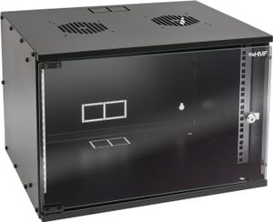 HMF 65707-02 Serverschrank 19 Zoll, 7 HE, Netzwerkschrank, 51 x 40 x 36 cm, Schwarz