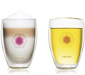 Creano doppelwandiges Tee-Glas, Latte Macchiato, Thermobecher Blume des Lebens | 250ml, in exklusiver Geschenkbox 2er Set